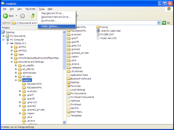 Tools | Folder Options (Windows XP)