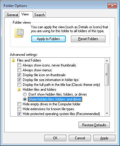 Folder Options (Windows 7)