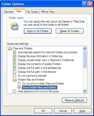 Folder Options (Windows XP)